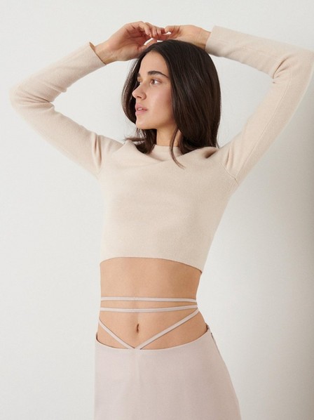 Reserved - Ivory Rib knit jersey crop top