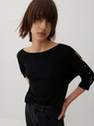 Reserved - Black Jumper With Decorative Sleeves, Women