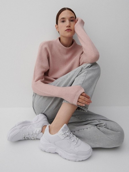 Reserved - Pink Sweater with standing collar