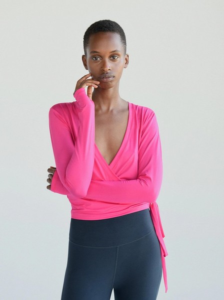 Reserved - Pink Blouse with fold-over front