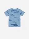 Reserved - Blue Cotton T-Shirt With Inscriptions, Kids Boy