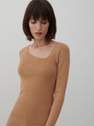 Reserved - Beige Blouse With An Asymmetrical Neckline, Women