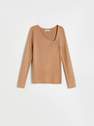 Reserved - Beige Blouse With An Asymmetrical Neckline, Women