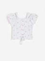 Reserved - White Structured Jersey Top, Kids Girl