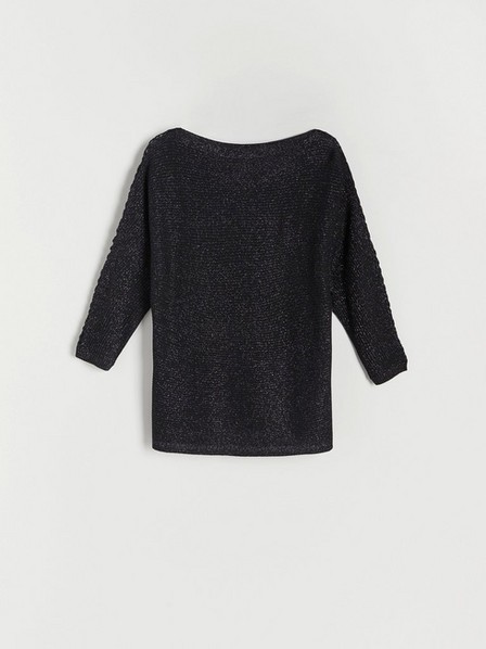 Reserved - Black Blouse with Metallic Thread, Women