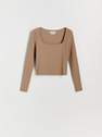 Reserved - Coffee Ribbed Blouse, Women