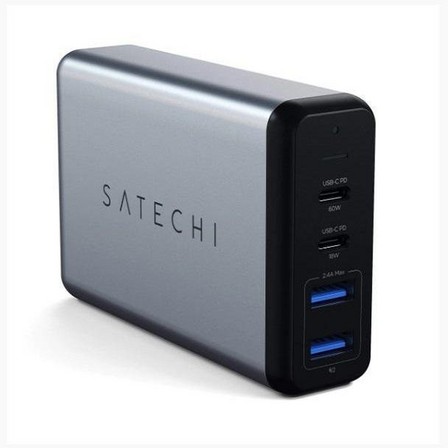 SATECHI - Satechi Travel Charger Dual Port 75W PD 2X USB-C/2X USB-A Space Grey