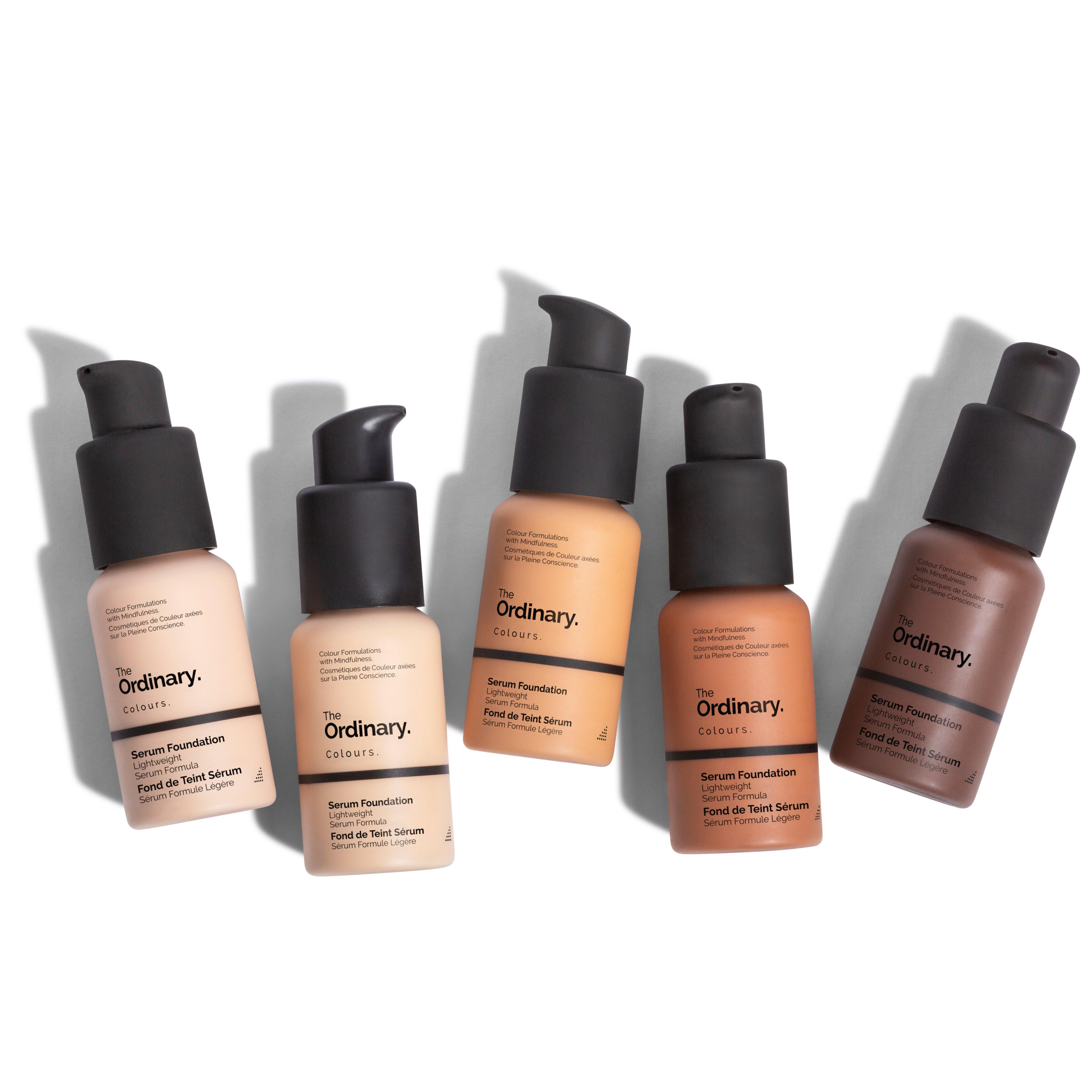 The Ordinary Serum Foundation in 5 differnet shades