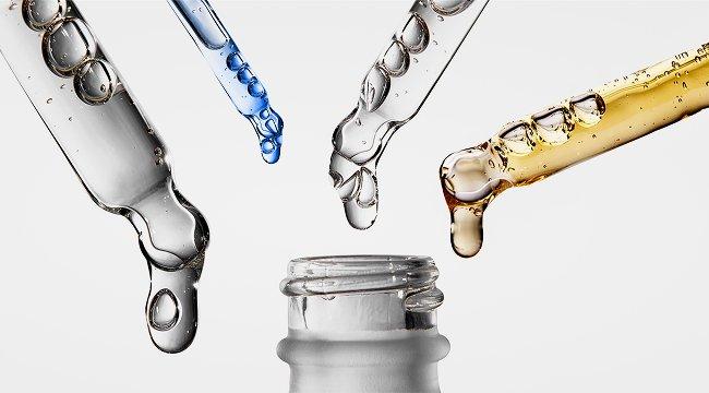 The Ordinary serums: Showcase of various formulations and textures for different skincare needs, dispensed via glass droppers.