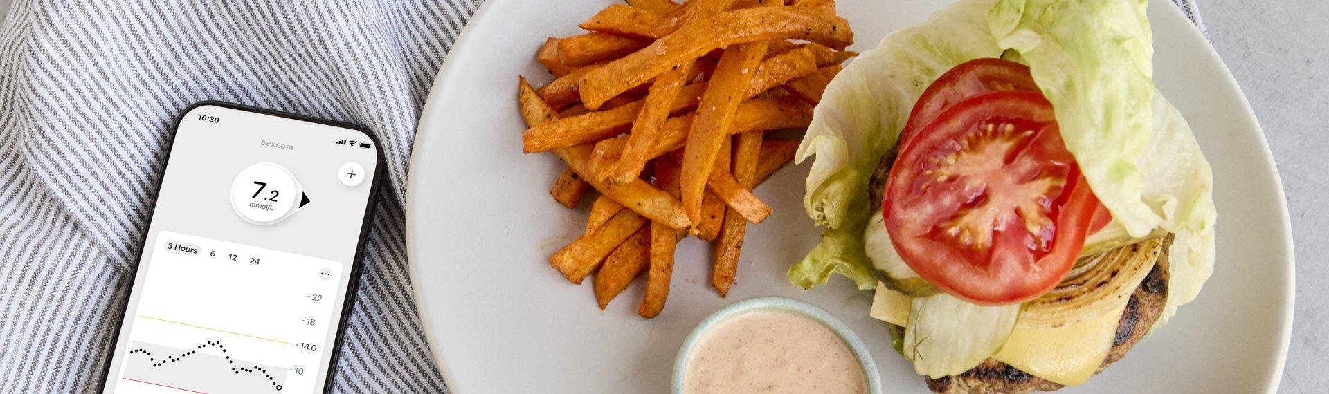 Lean  Turkey Cheeseburger and Sweet Potato Fires