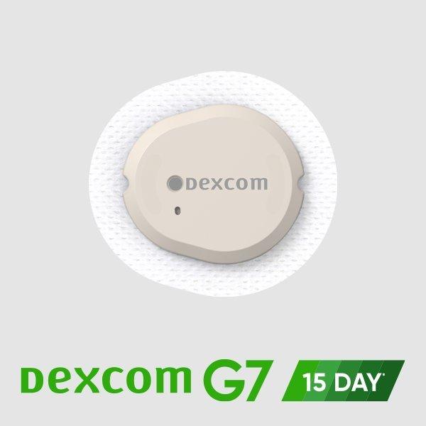 Dexcom G7 15 Day sensor and product logo