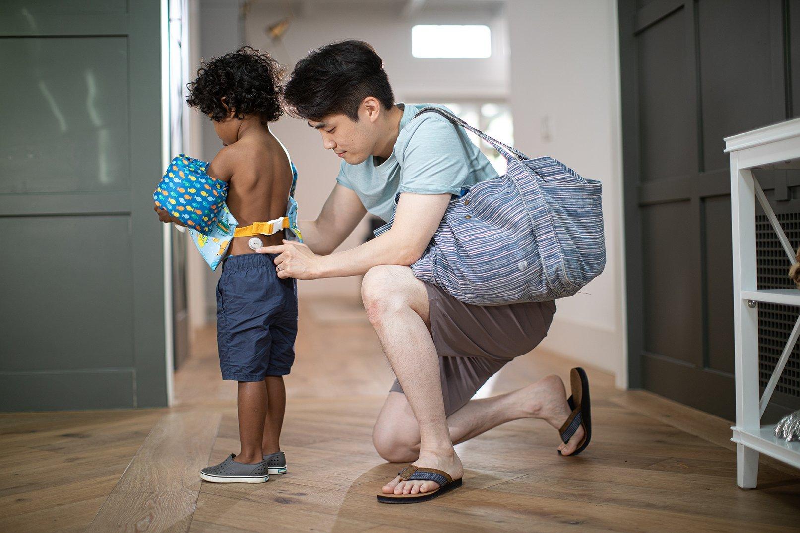 Applying a Dexcom G7 sensor to a child