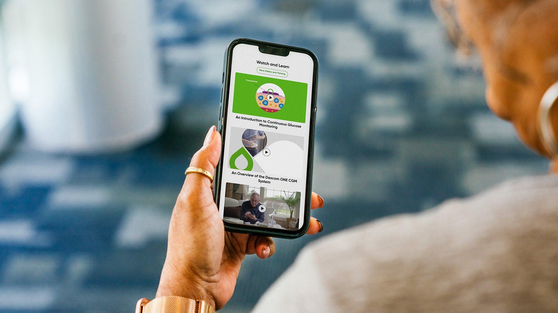 Person viewing watch and learn content