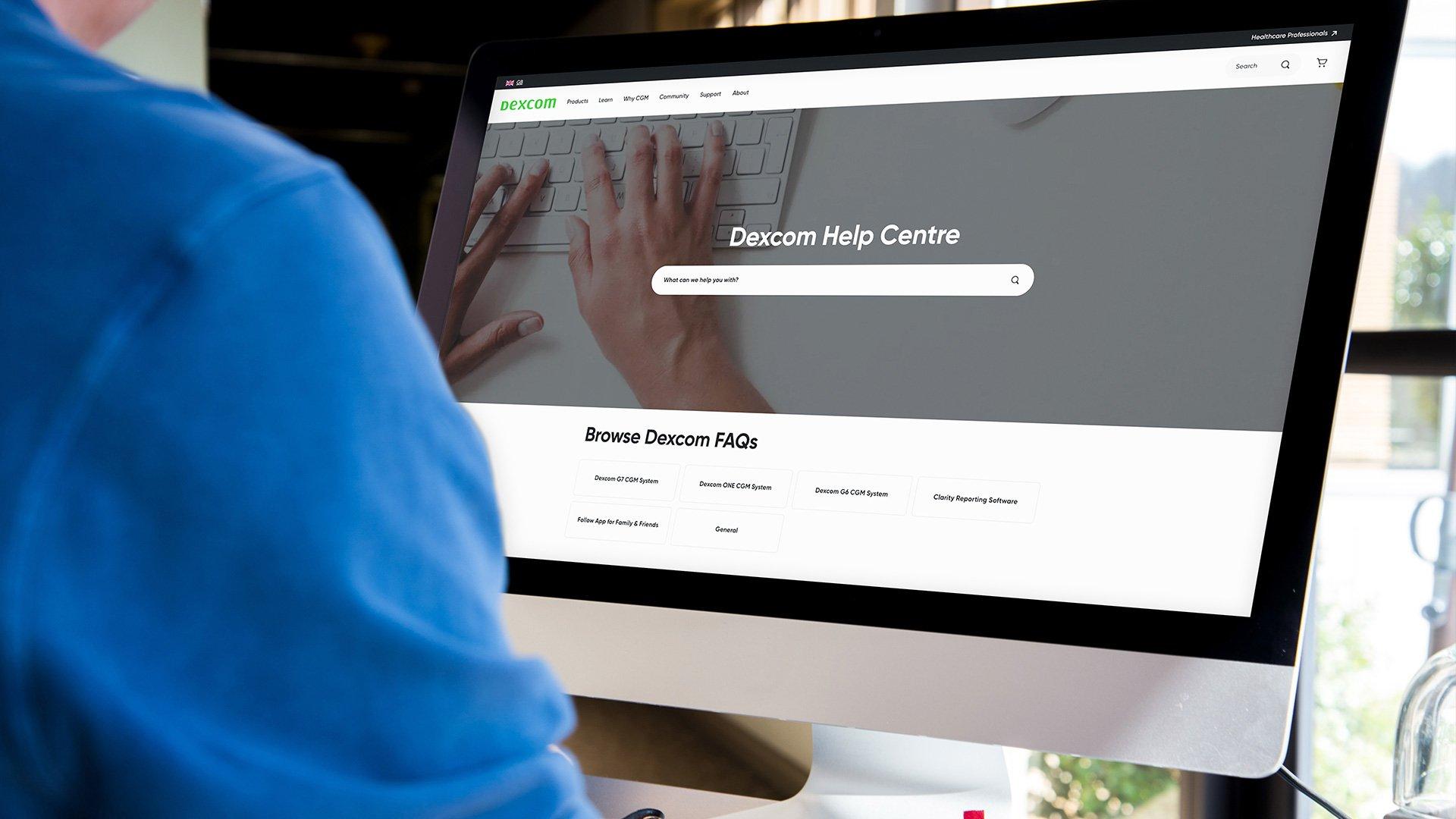 Person viewing our Dexcom Help Centre