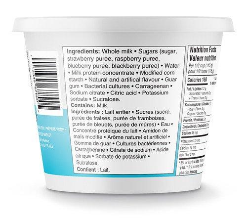 Ingredients information on a container