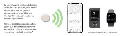 Les capteurs Dexcom G7 se connectent à un smartphone, à notre récepteur Dexcom G7 en option ou à une montre connectée.