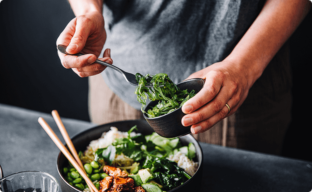 Man serving himself salad