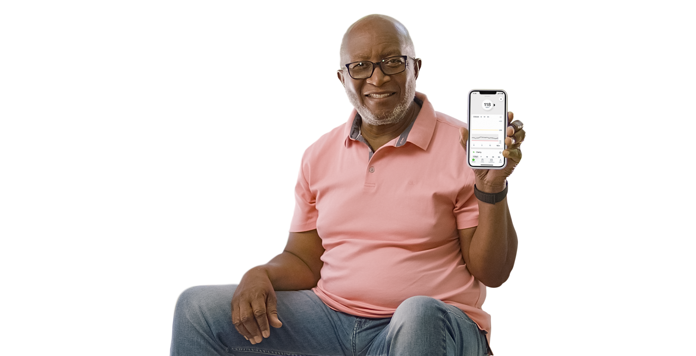 Dexcom Warrior holding phone