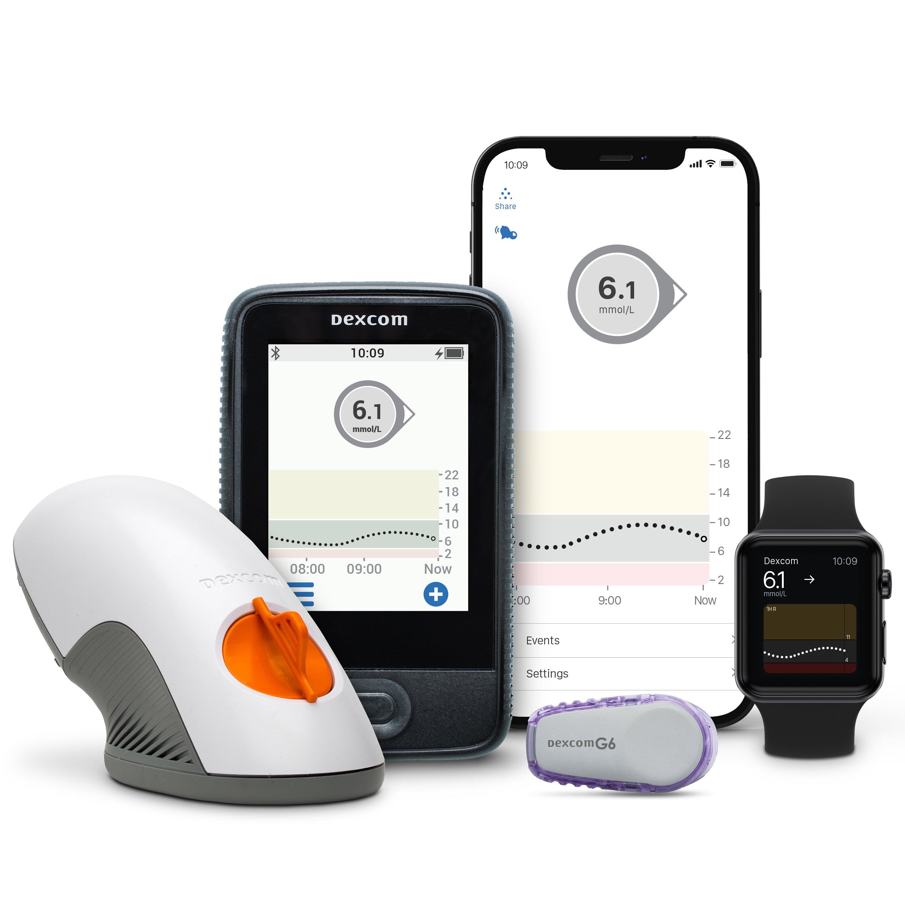 Dexcom G6 on phone and sensor