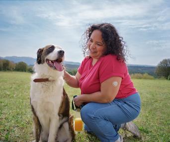 Woman and Dog Smiling