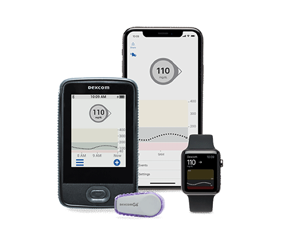 Dexcom G6 sensor and app (smart devices sold separately)