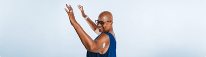 Kim Baltimore dancing wearing the Dexcom G7