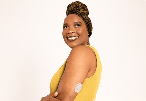 Tajah Russell wearing the Dexcom G7 sensor