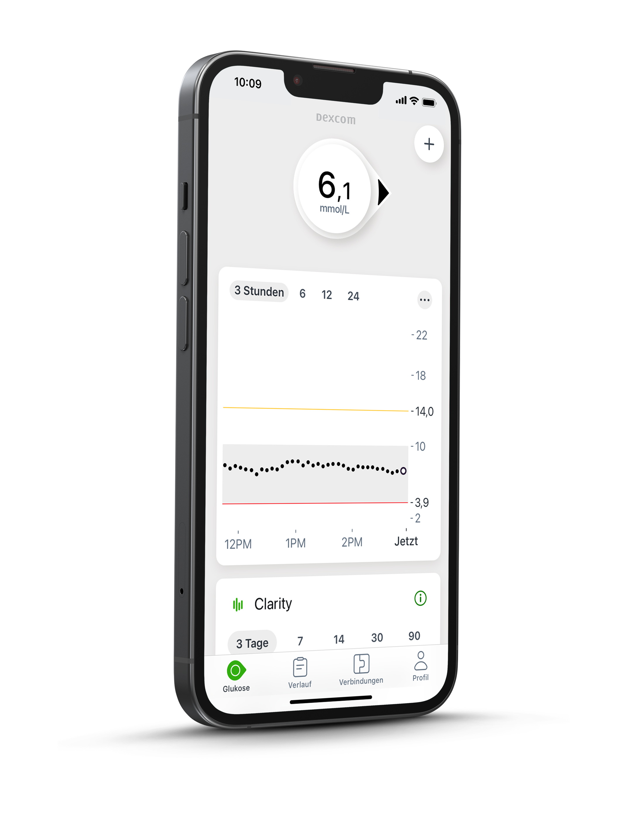 Dexcom G7-App, die aktuelle Werte anzeigt
