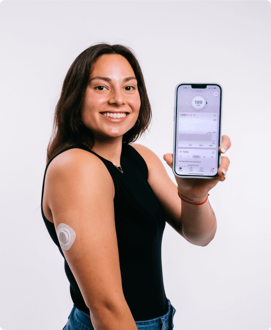Dexcom Warrior Siena Ruelas showing reading from dexcom sensor on her smartphone