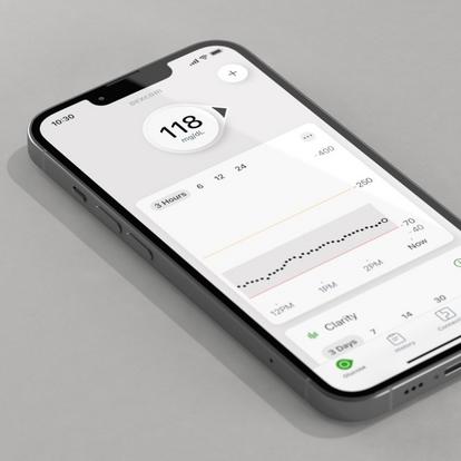 Dexcom App showing glucose readings on smart device - smart devices sold separately
