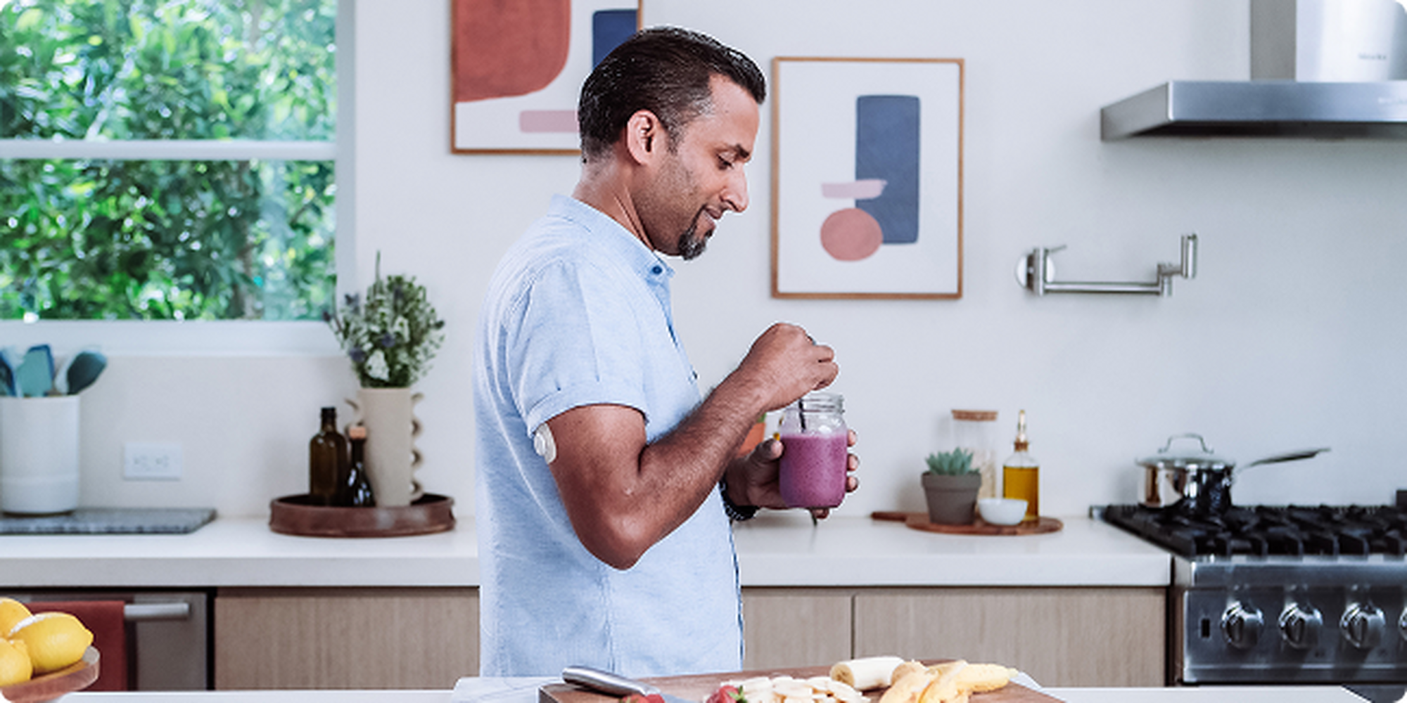 Man drinking smoothie