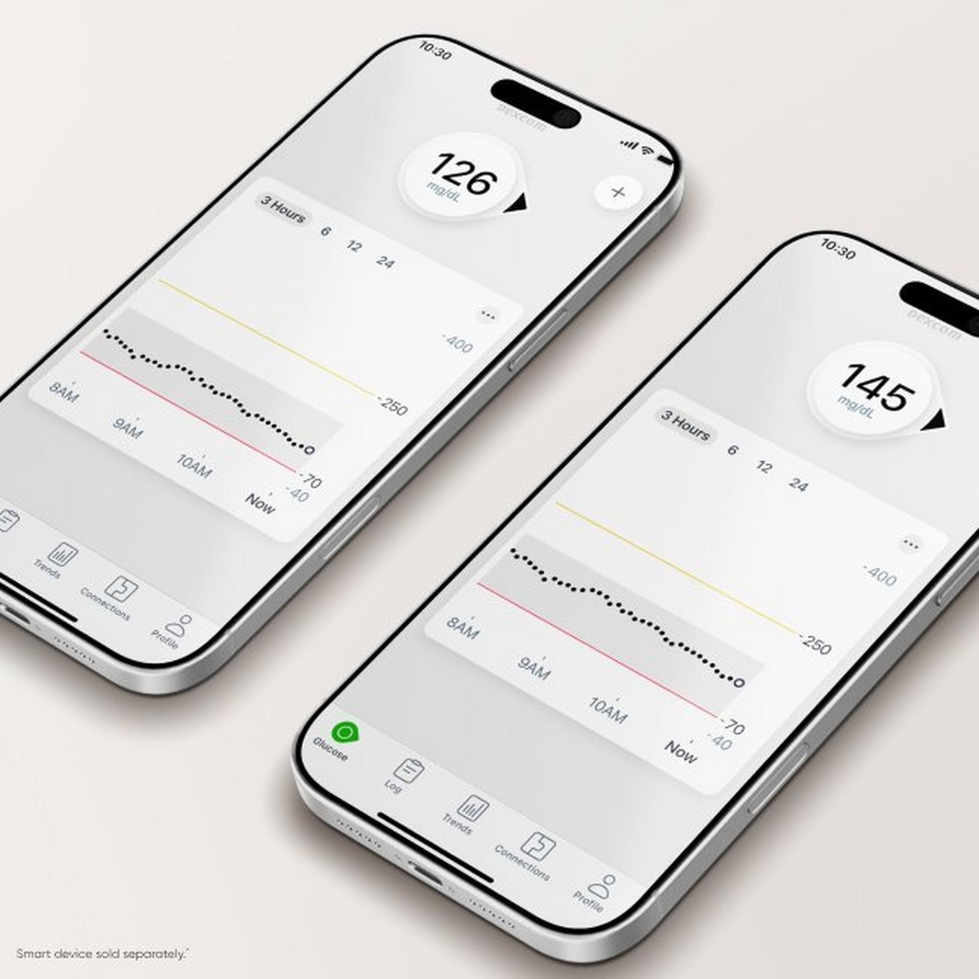 Two iPhones showing readings