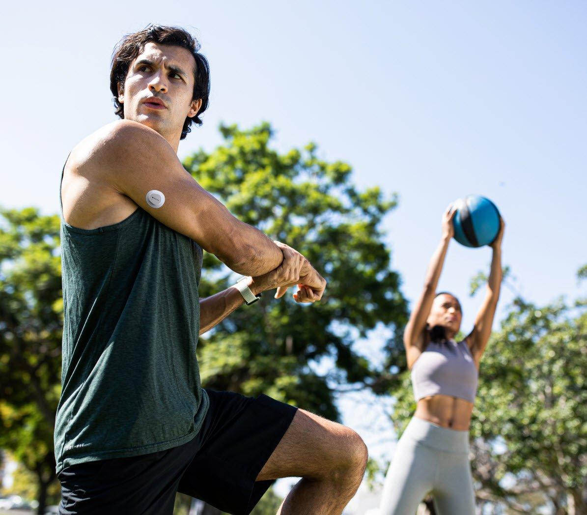 Dexcom CGM on arm while playing sports