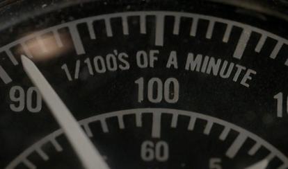 Clock that says "1/100's of a minute"