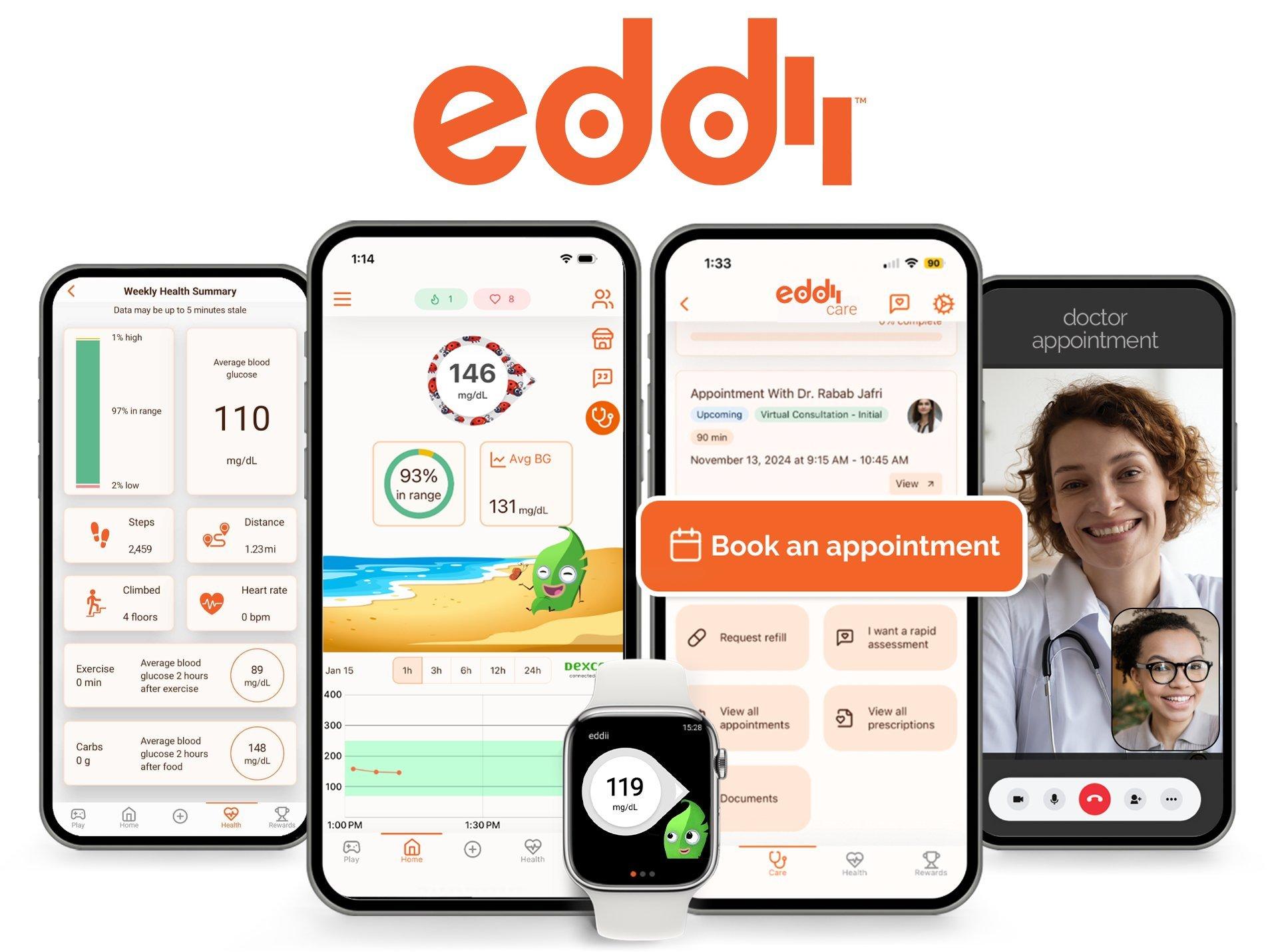 Eddii diabetes health app integrates with Dexcom CGM