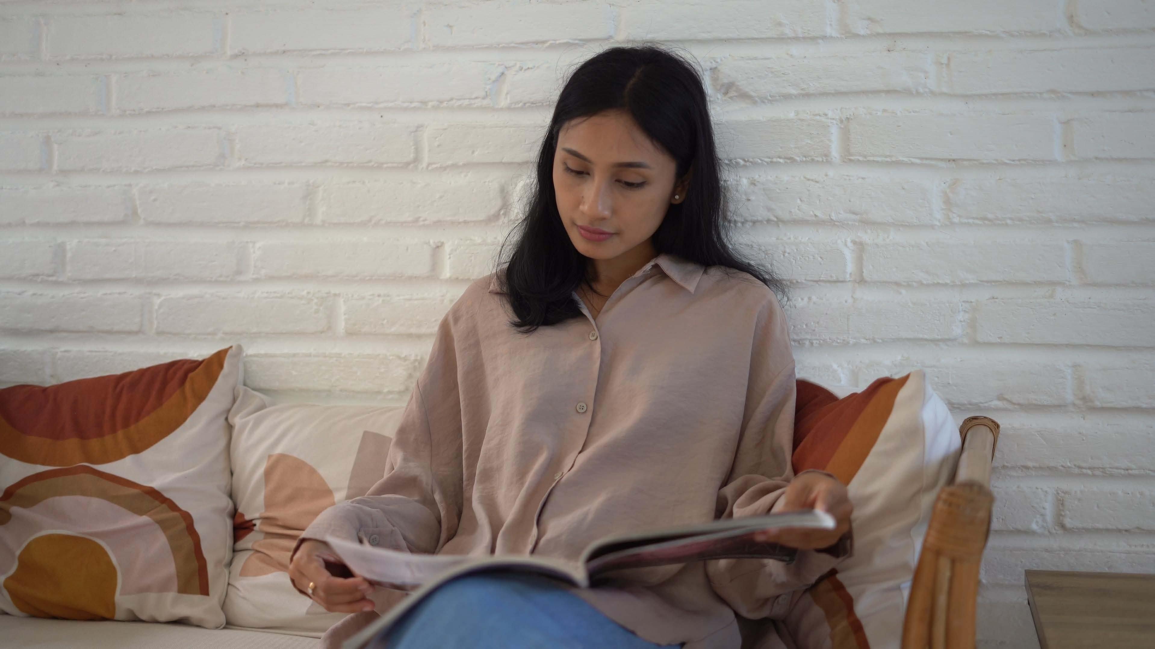 woman reading a book