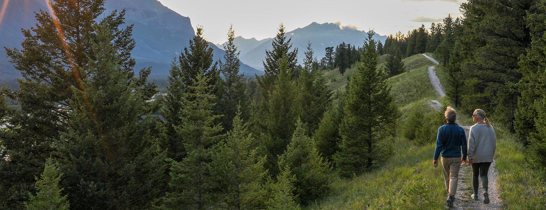 Couple enjoying a walk near dusk