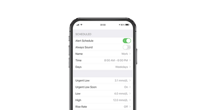 Alert Schedule setting in the Dexcom G6 app