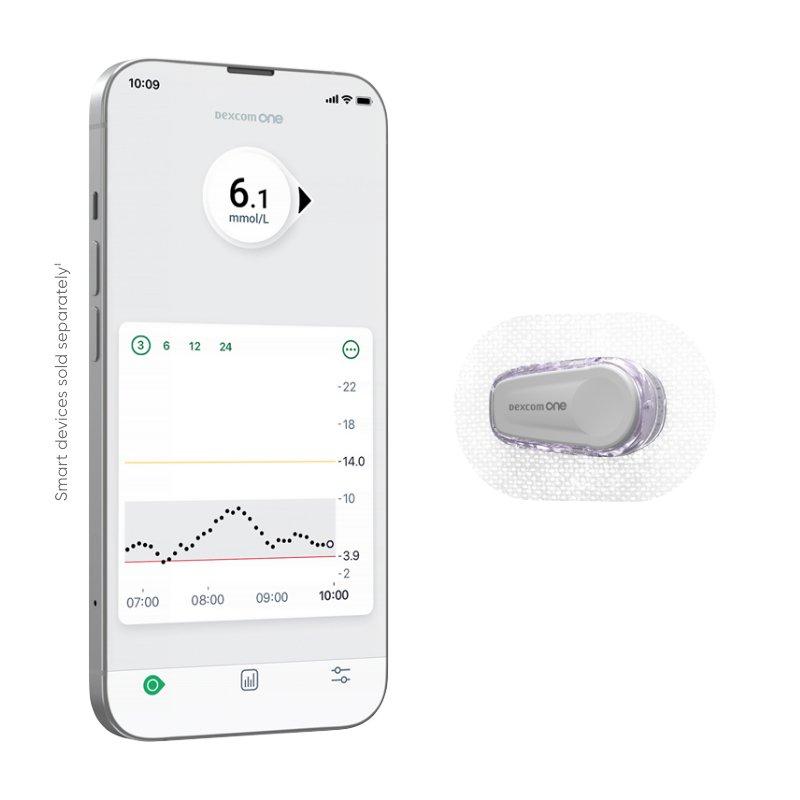 Dexcom ONE glucose monitor for type 1 or type 2 diabetes