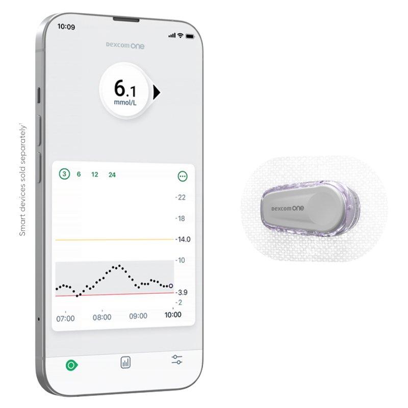 Dexcom ONE glucose monitor for type 1 or type 2 diabetes