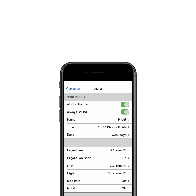 Customize your alerts schedule with Dexcom G6 CGM