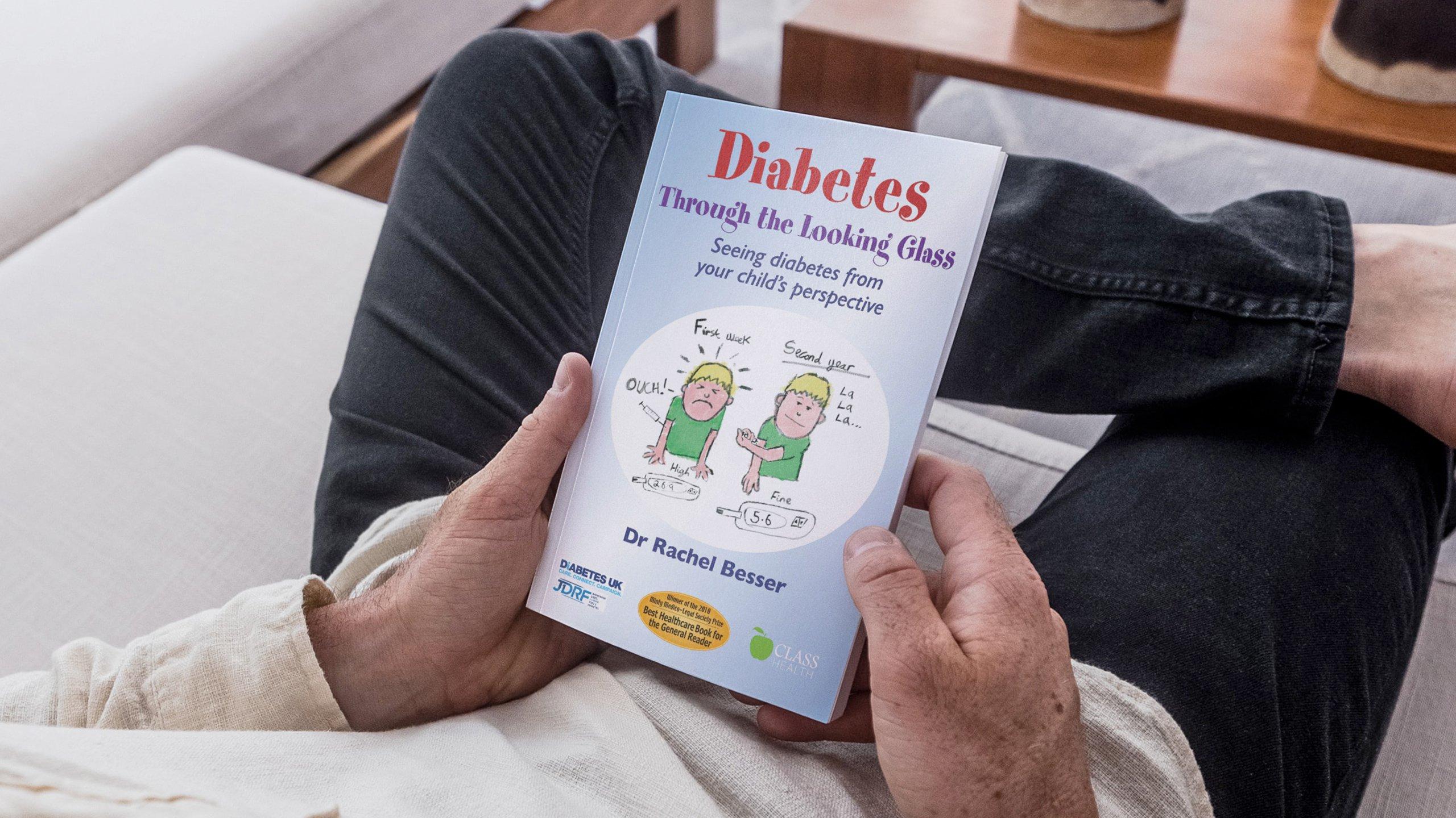Man reading book on diabetes