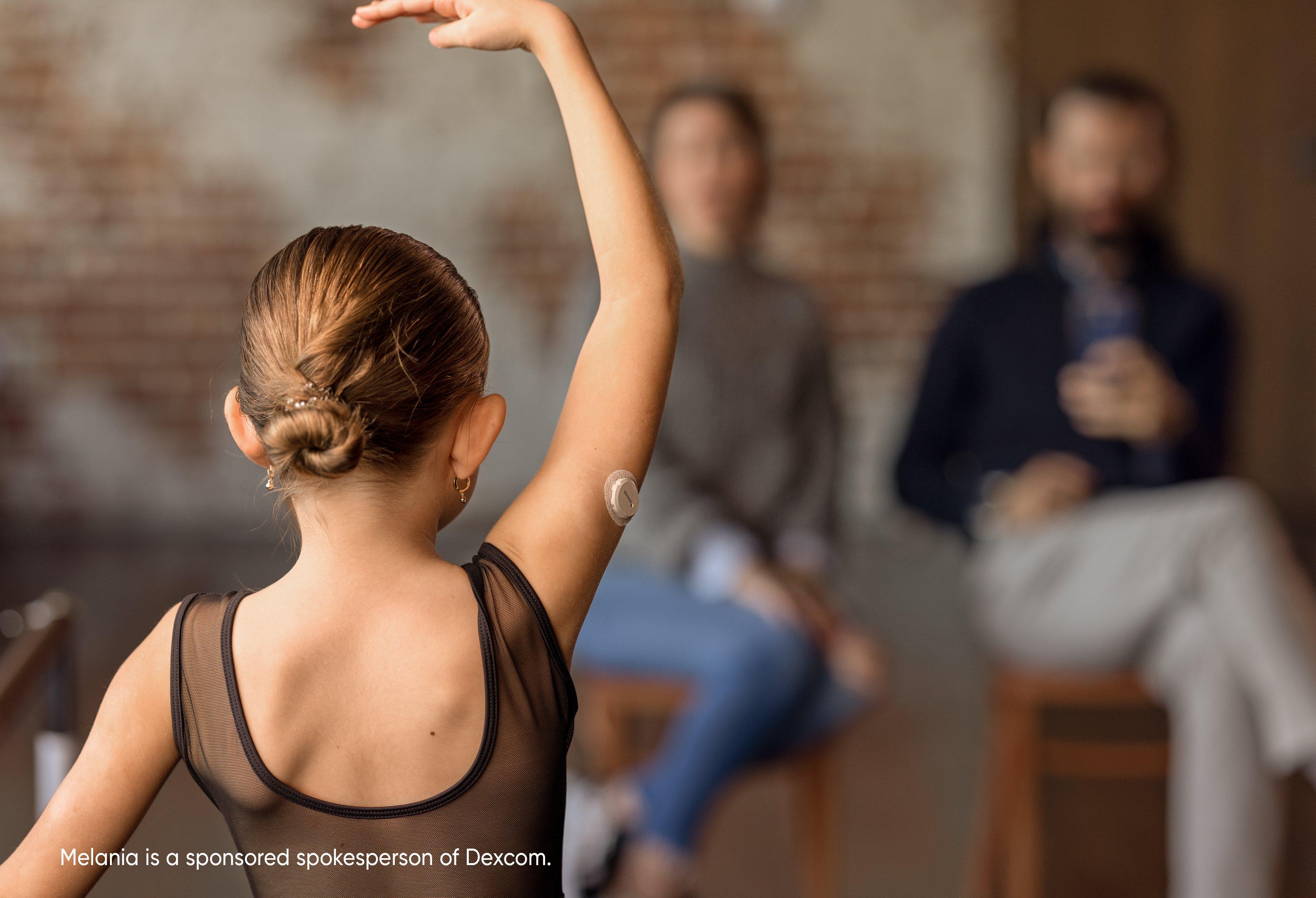 Young ballet dancer wearing Dexcom cgm device