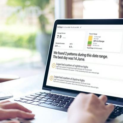 Dexcom Clarity account dashboard on a laptop