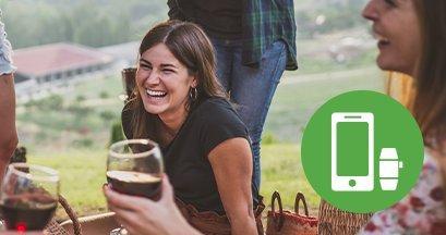 Friends laughing and socialising