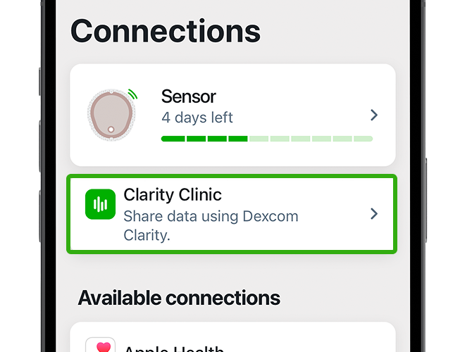 clarity clinic tab in dexcom app