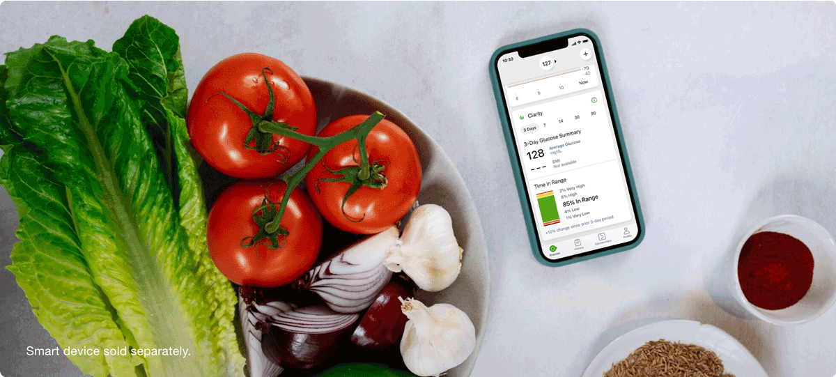 Kitchen Counter with phone on it showing hlucose readings