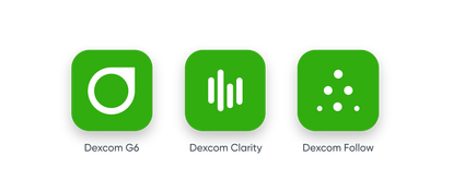 Icons for Dexcom G6, Dexcom Clarity, and Dexcom Follow