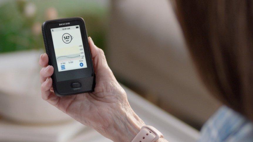 Dexcom G6 Empfänger mit Anzeige der Zuckerwerte