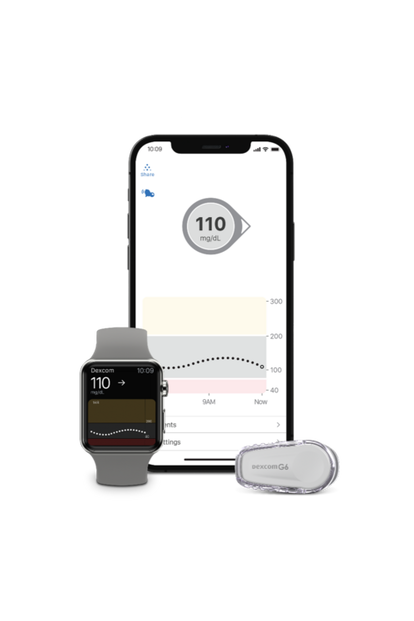 Intelligente Uhr, Smartphone und Dexcom G6 Sensor